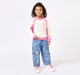 Girls Casual Cotton Cream and Pink Raglan Sweatshirt