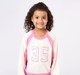 Girls Casual Cotton Cream and Pink Raglan Sweatshirt
