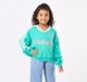 Girls Teal Green V-Neck Challenge Graphic Sweatshirt