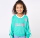 Girls Teal Green V-Neck Challenge Graphic Sweatshirt