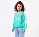 Girls Teal Green V-Neck Challenge Graphic Sweatshirt