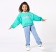 Girls Teal Green V-Neck Challenge Graphic Sweatshirt