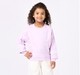 Girls Lavender Sweatshirt with Lace Sleeve Overlays
