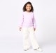 Girls Lavender Sweatshirt with Lace Sleeve Overlays