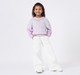 Girls Lavender Oversized Open-Work Floral Motif Knit Sweater