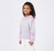 Girls Lavender Oversized Open-Work Floral Motif Knit Sweater