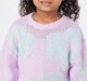 Girls Lavender Oversized Open-Work Floral Motif Knit Sweater