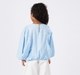 Girls Sky Blue Floral Embroidered Balloon Sleeve Top