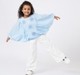 Girls Sky Blue Floral Embroidered Balloon Sleeve Top