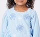 Girls Sky Blue Floral Embroidered Balloon Sleeve Top