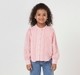 Girls Light Pink Mandarine Collar Pintuck Lace Shirt