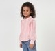Girls Light Pink Mandarine Collar Pintuck Lace Shirt