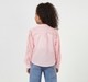 Girls Light Pink Mandarine Collar Pintuck Lace Shirt