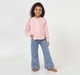 Girls Light Pink Mandarine Collar Pintuck Lace Shirt