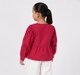 Girls Magenta Red Floral Embroidered Peplum Top with Covered Buttons