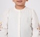 Girls Off-White Button-Down Shirt with Sleeve Floral Embroidery
