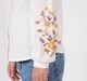 Girls Off-White Button-Down Shirt with Sleeve Floral Embroidery
