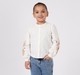 Girls Off-White Button-Down Shirt with Sleeve Floral Embroidery