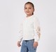 Girls Off-White Button-Down Shirt with Sleeve Floral Embroidery