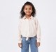 Girls Light Peach Front-Tie Shirt with Floral Appliques