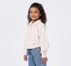 Girls Light Peach Front-Tie Shirt with Floral Appliques