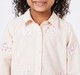 Girls Light Peach Front-Tie Shirt with Floral Appliques
