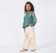 Girls Cream High-Waisted Wide-Leg Cargo Trousers