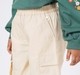 Girls Cream High-Waisted Wide-Leg Cargo Trousers