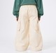 Girls Cream High-Waisted Wide-Leg Cargo Trousers