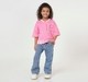 Girls Pink Oversized Varsity Graphic V-Neck T-Shirt