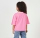 Girls Pink Oversized Varsity Graphic V-Neck T-Shirt