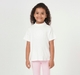 Girls Off-White High-Neck Ribbed T-Shirt with Crest Emboss