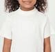 Girls Off-White High-Neck Ribbed T-Shirt with Crest Emboss