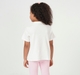 Girls Off-White High-Neck Ribbed T-Shirt with Crest Emboss