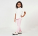 Girls Off-White High-Neck Ribbed T-Shirt with Crest Emboss