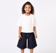 Girls Classic White Crew Neck Tee with Rhinestone Bows
