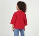 Girls Red Floral Line-Art Embroidered Boxy Top