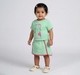 Baby Girls Mint Green Cat Graphic T-Shirt and Skirt Set