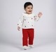 Baby Girls White Floral Embroidered Top with Red Corduroy Pants