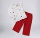 Baby Girls White Floral Embroidered Top with Red Corduroy Pants