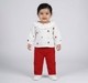 Baby Girls White Floral Embroidered Top with Red Corduroy Pants