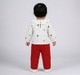 Baby Girls White Floral Embroidered Top with Red Corduroy Pants