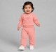 Baby Girls Coral Pink Ribbon Print Sweatshirt & Joggers Set