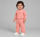 Baby Girls Coral Pink Ribbon Print Sweatshirt & Joggers Set