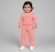 Baby Girls Coral Pink Ribbon Print Sweatshirt & Joggers Set