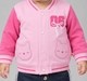 Baby Girls Pink Varsity Bomber Jacket with Cat Face Pockets