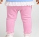 Baby Girls Soft Knit Ribbed Leggings with Eyelet Lace Hem Detail - Pink