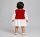 Infant Girls 2-Piece Off-White Heart Print Dress & Red Cable Knit Vest Set