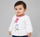 Baby Girls White Textured Waffle Top with Contrast Bow Accent and Peplum Hem