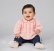 Baby Girls Peach Pleated Button-Down Shirt with Floral Embroidery